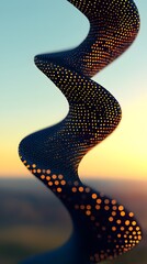 Fototapete - Abstract Spiral Design with Glowing Hexagonal Texture