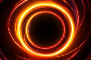 Poster - Glowing Orange Neon Circle Abstract Background - Abstract background featuring a glowing orange neon circle. Symbolizing energy, technology, infinity, warmth, and dynamism