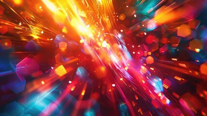 Poster - Abstract picture of neon light particle with digital technology style design connecting become dynamic of electric wave movement represent about flowing of data or structure of network system. AIG53.