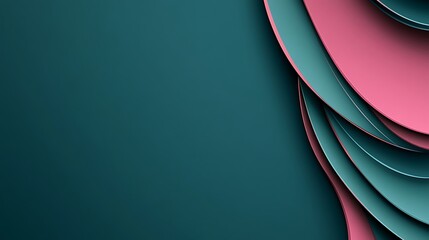 Poster - Abstract layered shapes in teal and pink