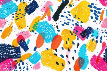 Poster - Colorful abstract pattern with shapes on a white background. Background image of geometric shape with colorful color and white background. Lively. Seamless design for textile and wallpaper. AiG51.