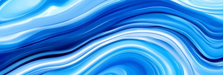 Poster - Abstract Blue Swirl Design - Fluid, dynamic blue and white swirls create a mesmerizing abstract background perfect for modern designs