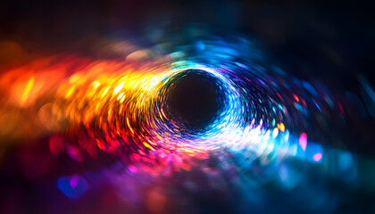 Poster - prism light leak texture for photo overlay and effect lens flare in abstract background bokeh effect with glow and magical lights on black background generative ai