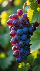 Poster - A bunch of purple grapes hanging from the vine.