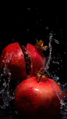 Fototapete - Red apples being washed under running water, creating droplets and splashes around them.