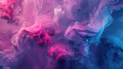 Poster - Abstract pink and blue smoke swirling in a fluid pattern. Background image of swirling wave with gradient puink and blue color flowing and floating in the air with cloud texture. Dreamy color. AIG51.