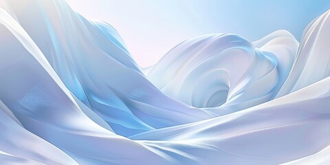 Fototapete - Abstract smooth waves in light blue tones. Minimalist fluid texture design. Background image of 3D rendering swirling watercolor with gradient white and blue color and wave motion pattern. AIG51.