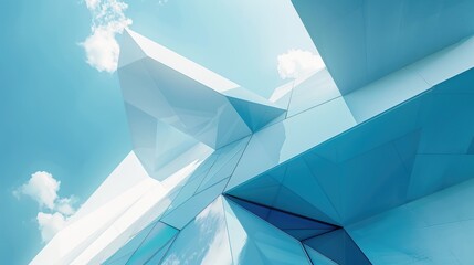 Poster - Abstract vibrant geometric shapes on surface of sky theme design express scene of seamless patterns style. Arranging geometry scenery in fractal pattern perfect for wallpaper and background. AIG51.
