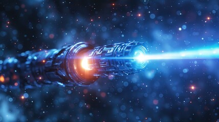 Poster - Sparkling laser beam effect dash with high-speed shine and emit electric light on machine background convey sense of energy move straight line dynamic on cosmic perfect for science fictional. AIG53.
