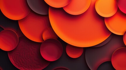 Fototapete - 3D abstract red and orange circular shapes on a dark background. Background image of 3D rendering art of red circle with wavy texture and black background. Digital art for modern design. AIG51.
