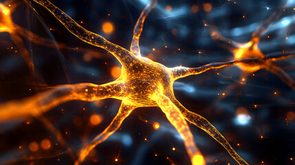 Poster - Intricate Neural Network Visualization with Glowing Connections and Sparkles