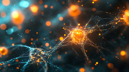 Poster - Intricate neural network visualization glowing with radiant connectivity and light