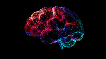 Poster - Brain network illustration showcasing connectivity, neural pathways and mind processes