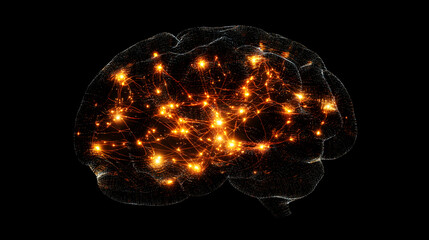 Poster - Intricate brain model showcasing cognitive functions and neurological networks