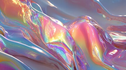 Poster - Colorful abstract waves with a glossy, iridescent finish.