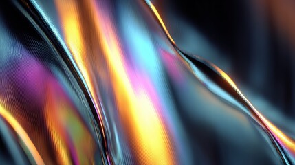 Poster - Abstract colorful waves with vibrant reflections and smooth textures.