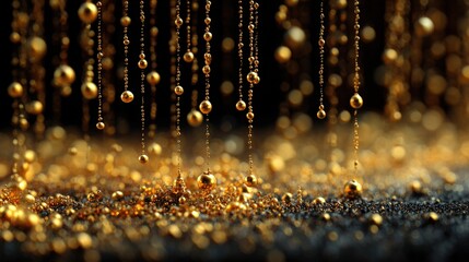 Poster - Golden droplets cascade over a shimmering surface, creating a luxurious and magical effect.