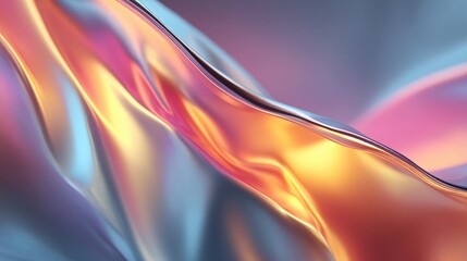 Poster - Abstract colorful wave pattern with smooth gradients and reflective surfaces.