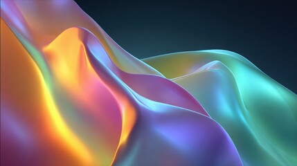 Poster - Colorful flowing abstract shapes with a smooth, wavy texture.