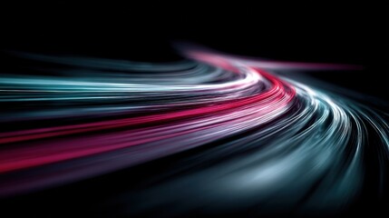 Poster - abstract light trails swirl in a dark background, creating a sense of motion and speed.