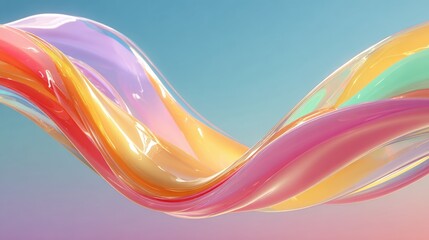 Poster - Colorful abstract waves flow gracefully against a soft gradient background.