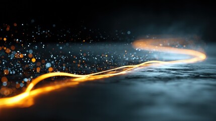 Poster - Illuminated flowing lines with colorful bokeh against a dark background.