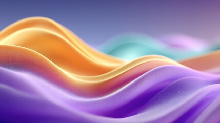 Poster - Colorful abstract waves blend harmoniously in a serene gradient landscape.