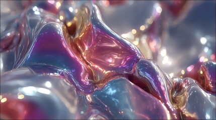 Poster - Abstract fluid textures with vibrant colors and shimmering highlights.
