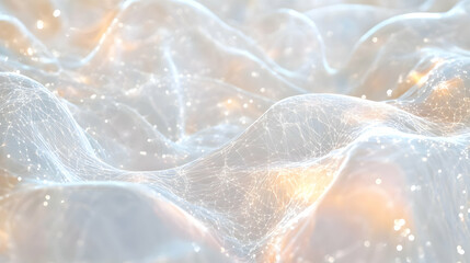 Fototapete - Elegant white abstract with interconnected dots and soft flowing light patterns