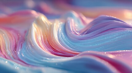 Poster - Colorful abstract waves with a fluid texture and soft gradients.