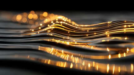 Poster - Abstract light trails create a dynamic, flowing pattern with warm colors against a dark background.
