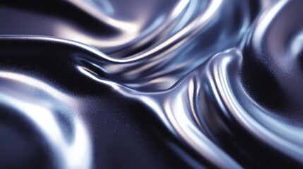 Poster - Shiny metallic waves create a smooth, reflective surface with a fluid appearance.