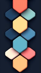 Poster - Abstract Colorful Hexagon Pattern on Dark Background