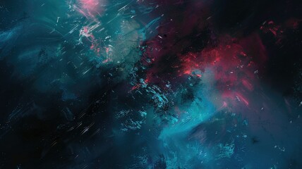 Poster - Abstract wonderful light wave of nebula in glitch style design connect and flow express energy dynamic represent connection of star in universe or plasma scatter on space with mysterious scene. AIG53.