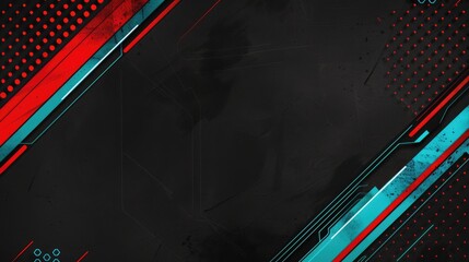 Poster - Abstract red and teal lines with splatter effects on dark background. Background image of red and blue splashing as frame. Digital art for dynamic and modern design. Modern background. AIG51.