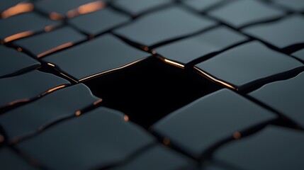 Fototapete - Dark Gray and Orange Geometric Plastic Tile Texture