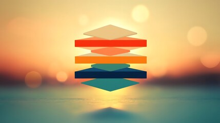 Poster - Abstract Geometric Sunset Layers