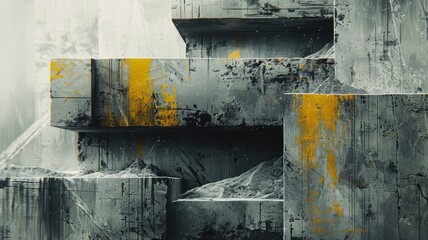 Poster - Modern abstract style concrete block and texture surface. Strong building for secure workplace or strong residence. Creative geometric pattern style of real estate for architecture design city. AIG53.