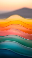 Poster - Abstract Layered Waves in Vibrant Sunset Hues