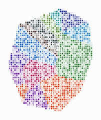 Poster - Nauru, shape of the country built of colored cells. Digital style map of Nauru on a white background. Small square blocks. Simple vector illustration.