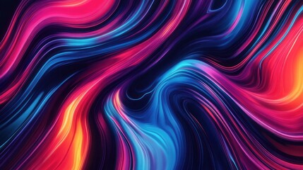 Poster - Luminous Flow, Abstract Neon Streaks in Electric Colors and Dynamic Motion