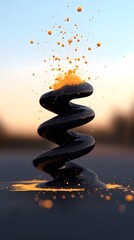 Poster - Abstract Spiral Ink Ripple Expanding with Soft Chalky Glow