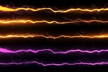 Poster - Abstract depiction of vibrant electric currents in orange and purple on a dark background