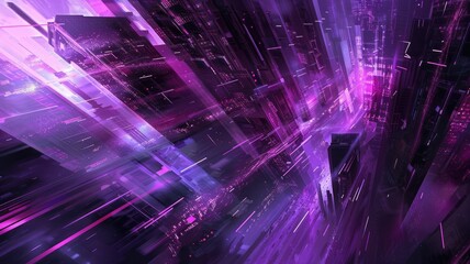 Poster - Explore a captivating abstract cyberpunk landscape featuring dynamic lines and shapes. This vibrant digital artwork captures the essence of futuristic city life.