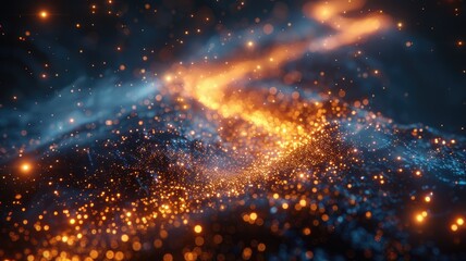 Poster - Abstract of seamless pattern magical star emit light in natural scene or sparkling particles on nature view with glowing effect perfect for visual design convey sense of energetic and fantasy. AIG53.