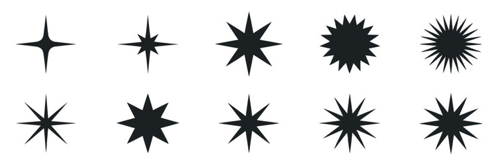 Poster - Twelve Unique Black Starburst Shapes Graphic Design Elements