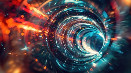 Fototapete - Explore this captivating abstract background featuring vibrant swirling colors and dynamic light effects, perfect for modern digital designs and screensavers.