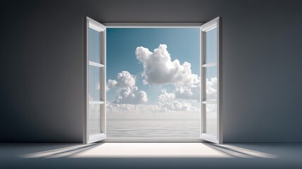 Poster - Concept of feeling hot with open window, sun rays streaming in, and a cooling breeze creating a relaxed atmosphere