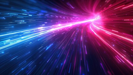 Poster - Abstract of neon light glowing with digital technology design. High tech vivid laser illuminated with contemporary concept in cyberspace style perfect for cyber theme background and wallpaper. AIG53.