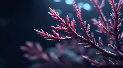 Poster - Delicate Coral Branch Close-Up - A close-up shot of a pinkish coral branch, symbolizing fragility, beauty, underwater life, ocean ecosystem, and nature's artistry